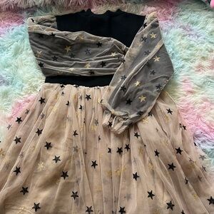 Starry Black and Gold Mesh Dress